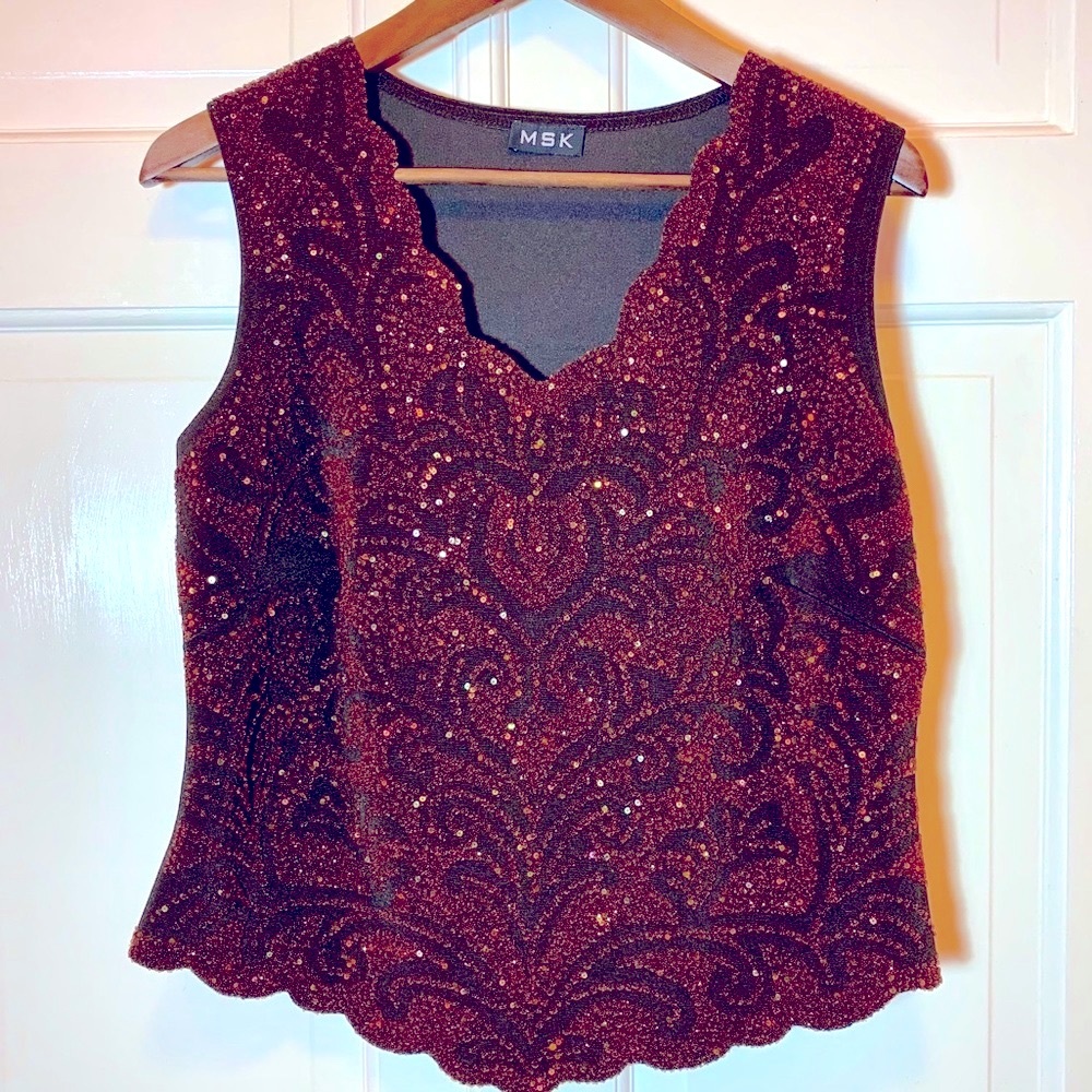 MSK Embellished/Sequin Beaded Formal Top